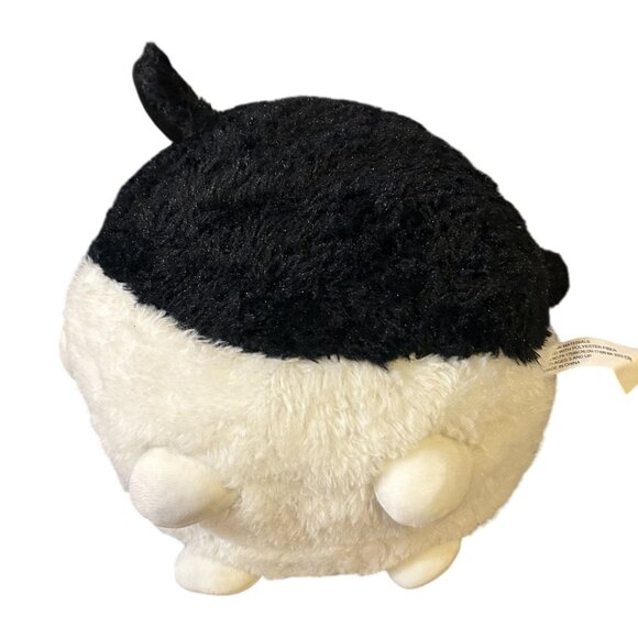 Chubby Black & White 10" Dog Pillow Plush W/ Silver Sparkle Eyes - Picture 4 of 4